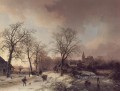 Figuras en un paisaje invernal holandés Barend Cornelis Koekkoek